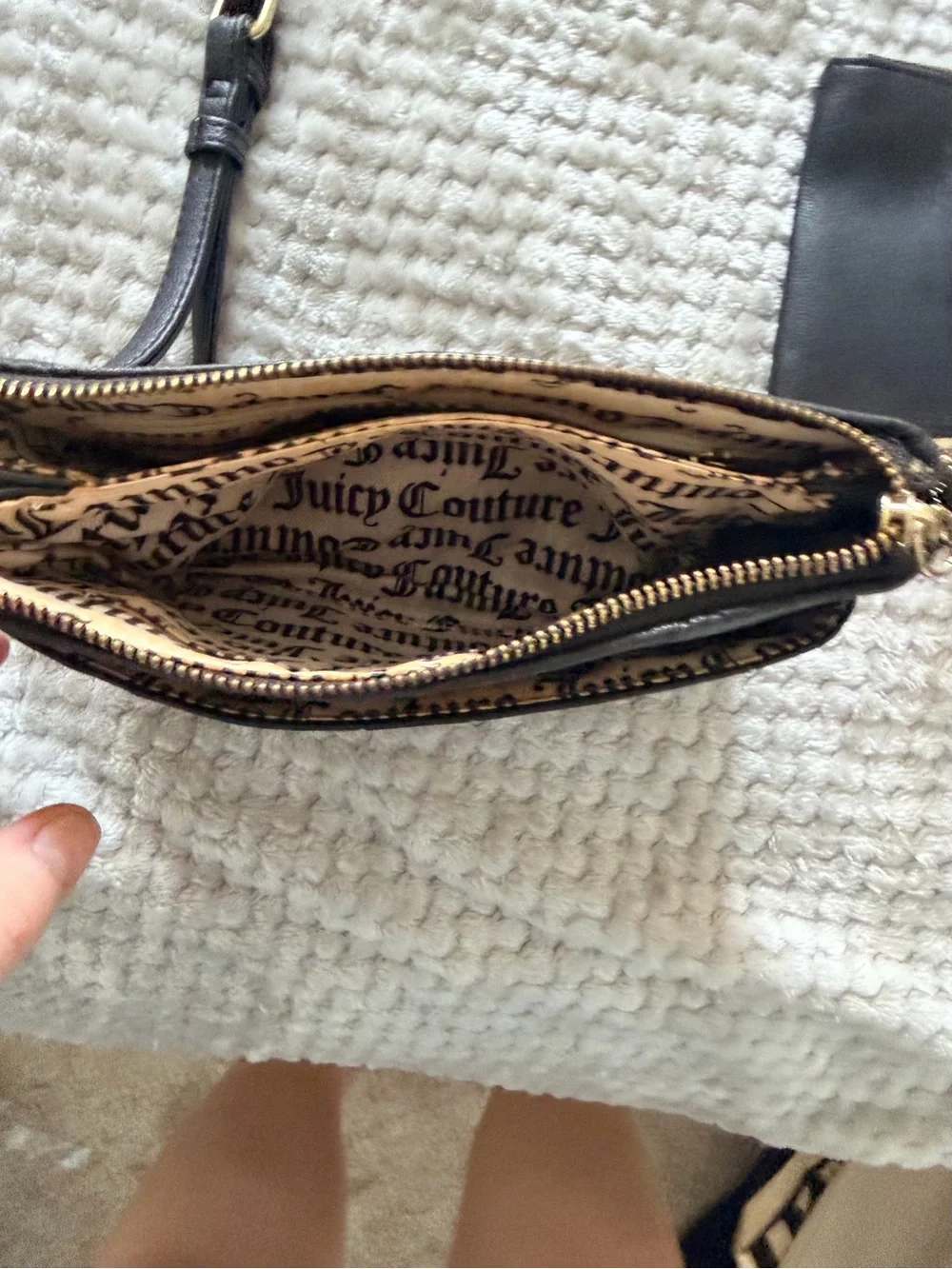 Juicy Couture Black Heart Embossed Crossbody with Gold Charm